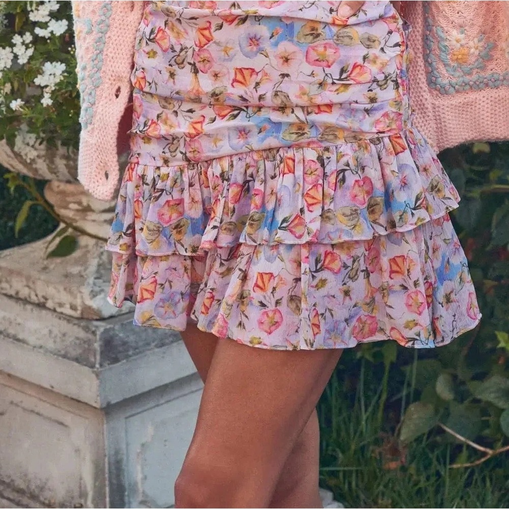 LoveShackFancy Ruffled Floral Crepon Mini Dress - Picture 7 of 15